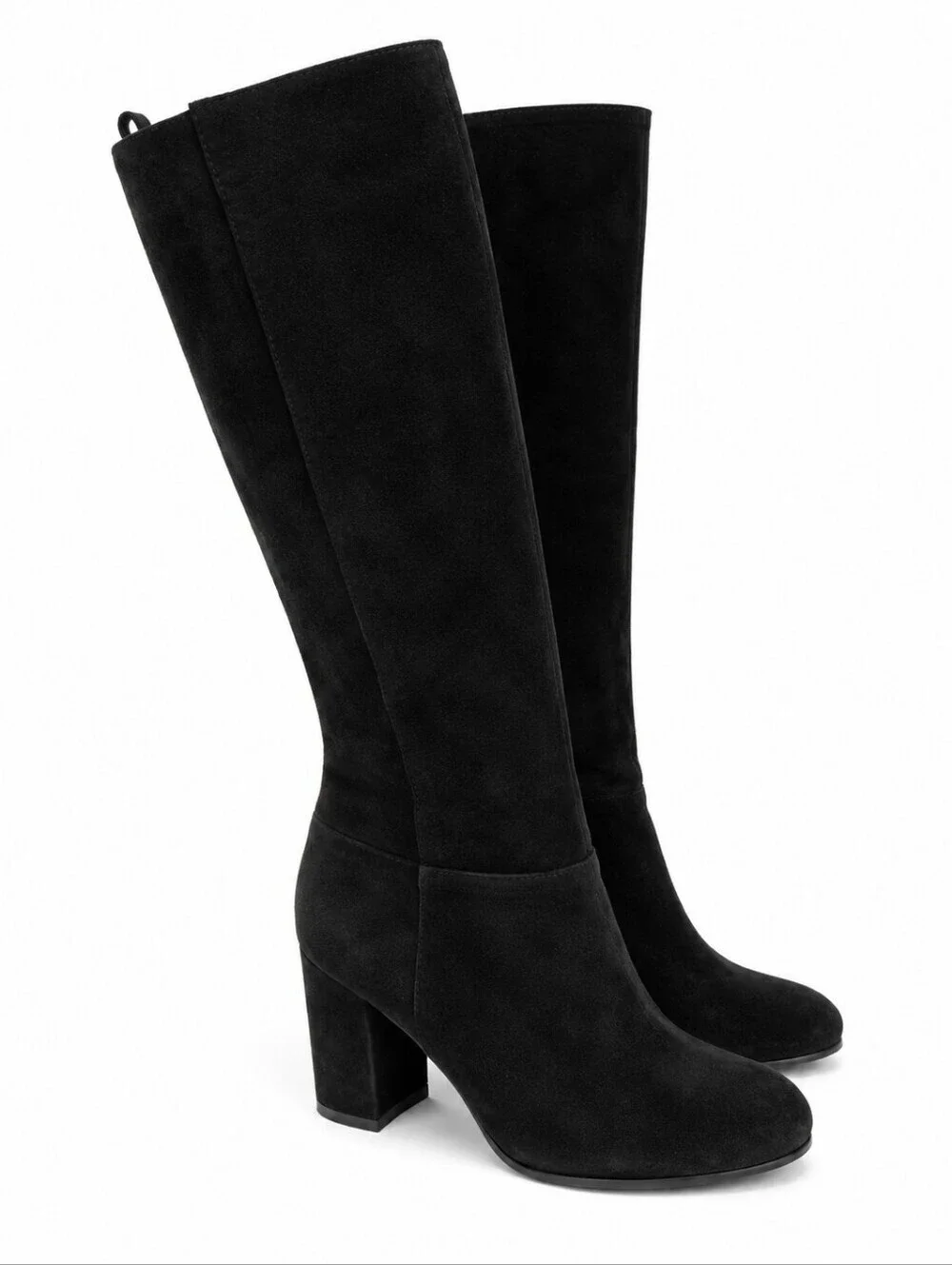 Sam Edelman Boots Black Suede Knee-High Block Heel Boots